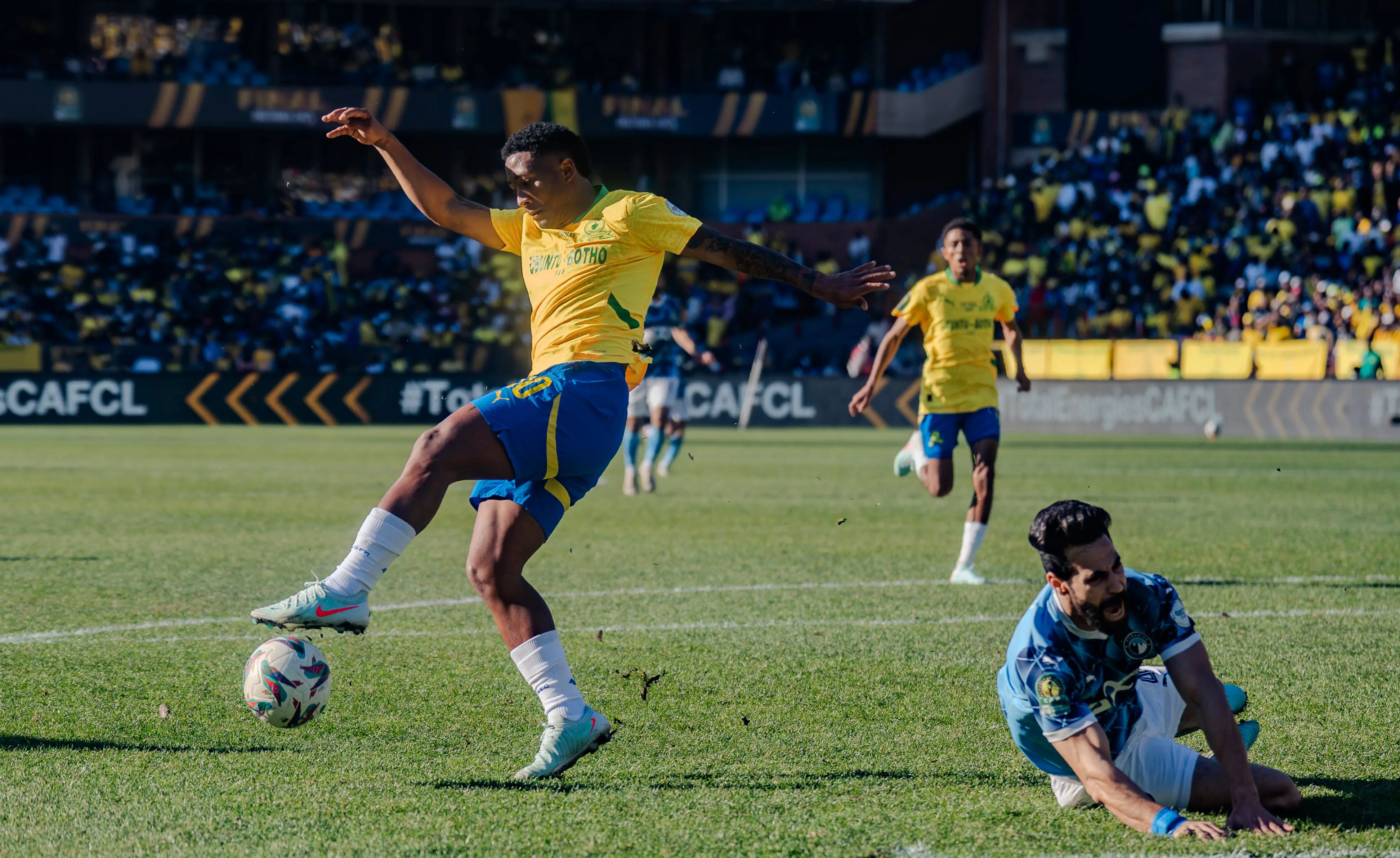 Lucas Ribeiro is the goal scorer for Mamelodi Sundowns at the first leg of the CAF Champions League final at Loftus Versfeld on Saturday, 24 May 2025. Picture: Sphamandla Dlamini/EWN. Lucas Ribeiro is the goal scorer for Mamelodi Sundowns at the first leg of the CAF Champions League final at Loftus Versfeld on Saturday, 24 May 2025. Picture: Sphamandla Dlamini/EWN.