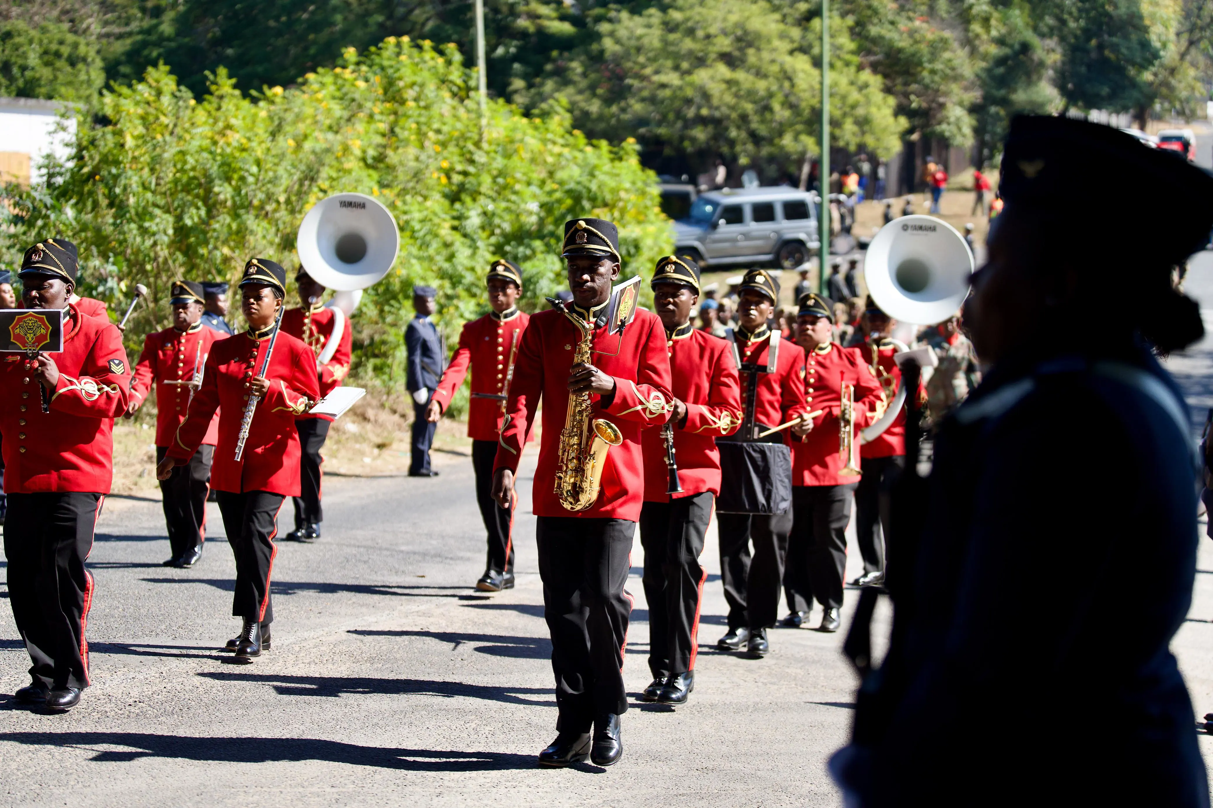 The SANDF band escorts the body of former Deputy President David Mabuza to his final resting place on 12 July 2025. Picture: Katlego Jiyane/EWN The SANDF band escorts the body of former Deputy President David Mabuza to his final resting place on 12 July 2025. Picture: Katlego Jiyane/EWN