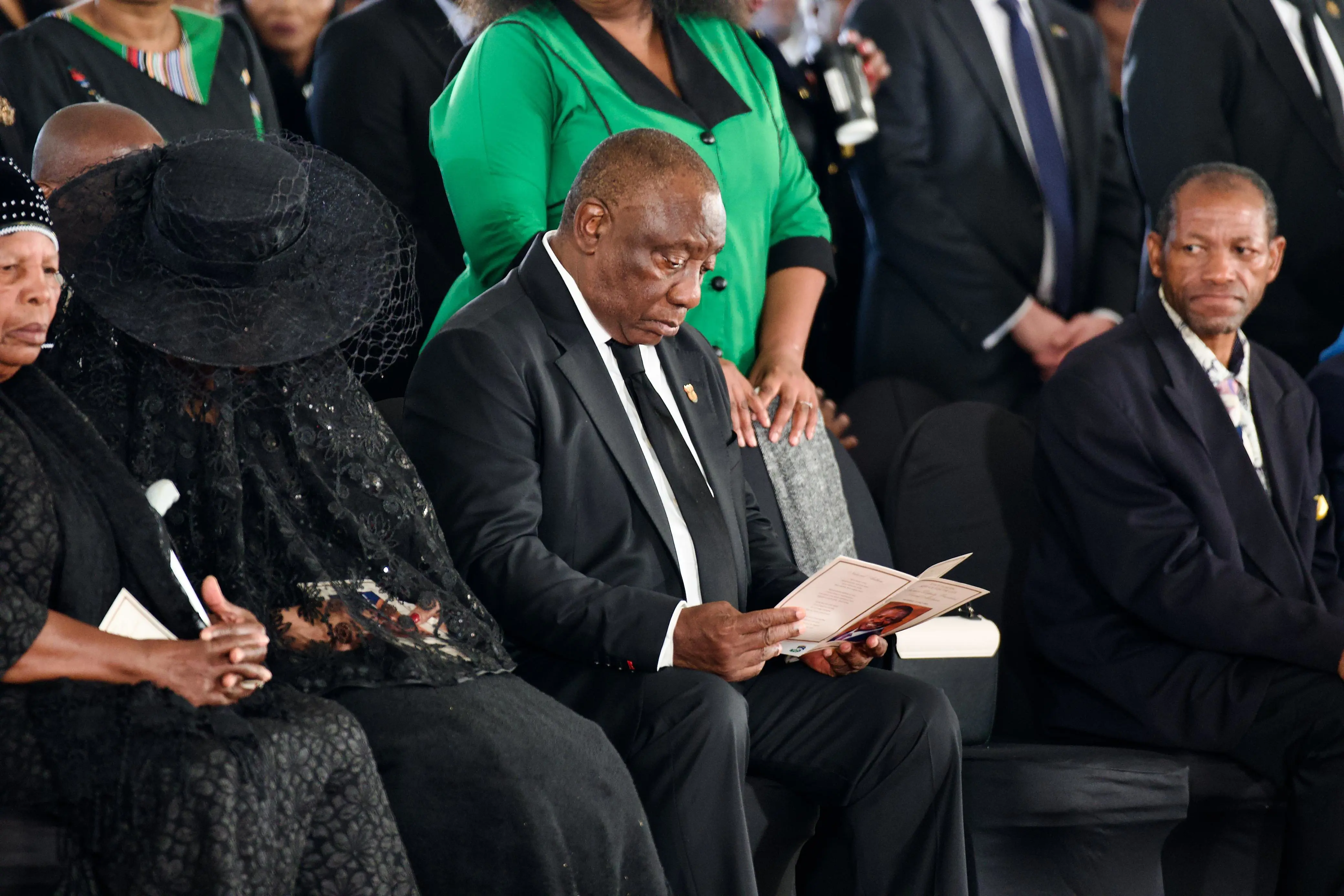 President Cyril Ramaphosa at the funeral service of former Deputy President David Mabuza at the Hoërskool Bergvlam in Mbombela, Mpumalanga on 12 July 2025. Picture: Katlego Jiyane/EWN President Cyril Ramaphosa at the funeral service of former Deputy President David Mabuza at the Hoërskool Bergvlam in Mbombela, Mpumalanga on 12 July 2025. Picture: Katlego Jiyane/EWN