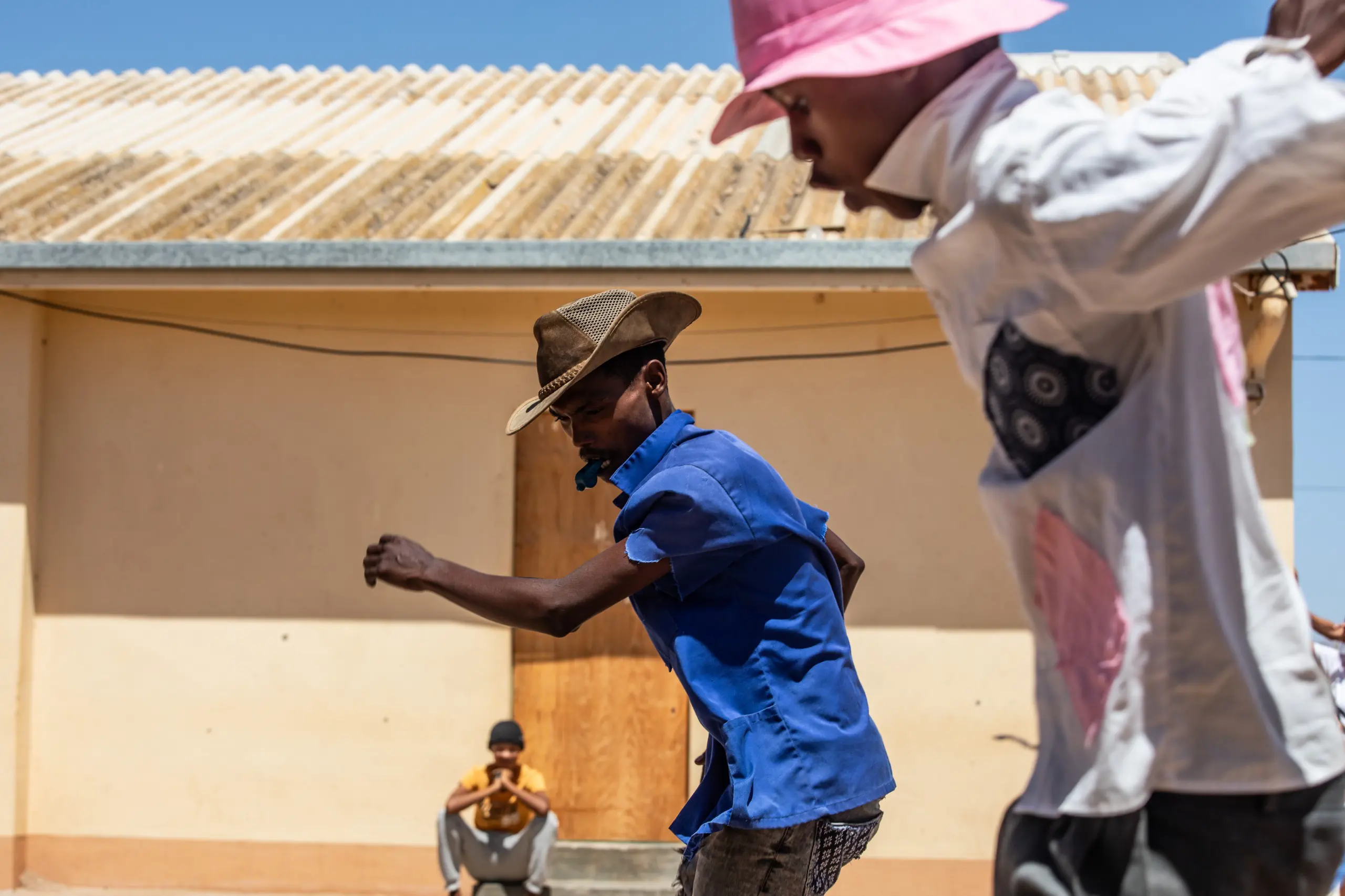 Young !Ama perform the NamaStap. The line dance is a traditional dance of the Rictersveld usually performed on sand. Picture: Kayleen Morgan/ Eyewitness News Young !Ama perform the NamaStap. The line dance is a traditional dance of the Rictersveld usually performed on sand. Picture: Kayleen Morgan/ Eyewitness News